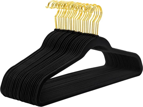 Miniatura 15 de MIZGI Paquete de 30 Perchas de Terciopelo Totalmente Negras, Fieltro Flocado Premium Antideslizante para Ropa, Perchas Negras Resistentes
