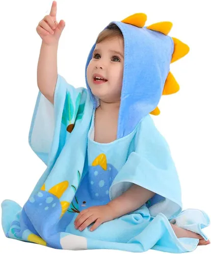 Miniatura 5 de Toalla de playa con capucha para niños, toalla de baño para niños, toalla de baño de algodón con patrón de animales, toalla de ducha para niños