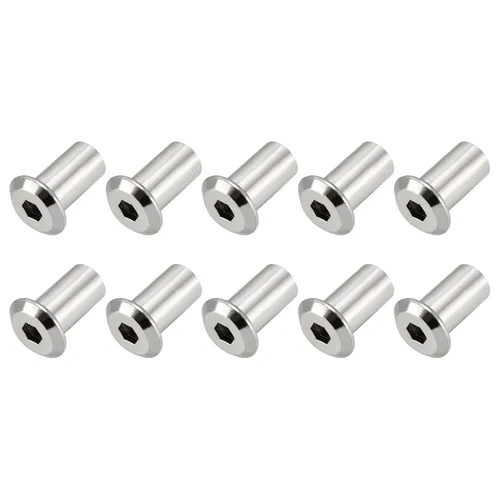 METALLIXITY Tuercas hexagonales de remache (M10 x 0.827 in), 10 unidades, tuerca de remache de hierro niquelado para muebles, estantería, armario,