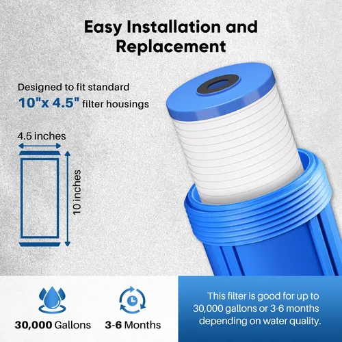 Miniatura 3 de PUREPLUS AP810 Filtro de agua de sedimentos ranurados para toda la casa, cartucho de repuesto para 3M Aqua-Pure AP810, AP811, AP801, AP801-C