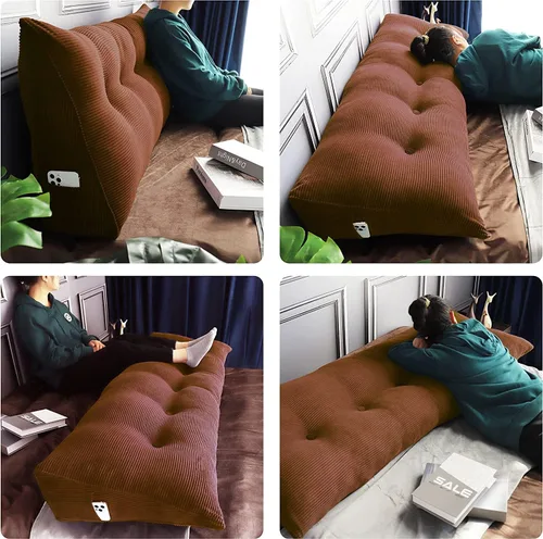 Miniatura 3 de VERCART Almohadas de cuña para cabecero de cama, almohada de cuña para cabecero, almohada triangular, almohadas de cuña, almohada con funda Café