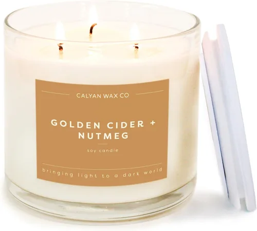Miniatura 24 de Calyan Wax Co. Vela perfumada de cedro y tabaco de 3 mechas - 43 horas de combustión - Velas de soja de 3 mechas de lujo - Velas de cera de soja