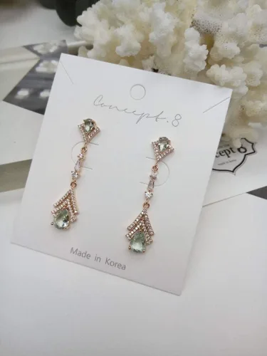 Miniatura 2 de Cconcept8 - Aretes largos hipoalergénicos y sin Nikel con zircornia, poste de plata de ley 925 para wamen