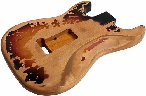 Miniatura 9 de Cuerpo de guitarra eléctrica Relic Nitro Alder Strat Style H-S-H Route Cuerpo de guitarra DIY 3 tonos Sunburst.