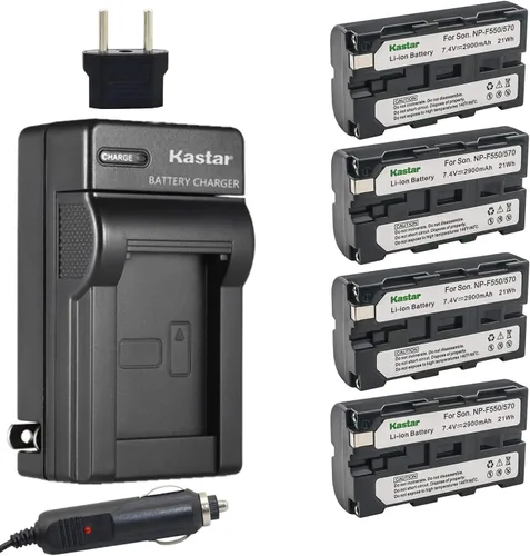 Kastar Batería NP-F570 (paquete de 4) y kit de cargador para Sony Serie L InfoLithium Batería NP-F570, NP-F550, NP-F530, NP-F330 y Sony DCRVX2100