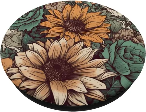 Miniatura 2 de Western Boho Leopard Sunflowers Cactus Rodeo Cowgirl PopSockets PopGrip intercambiables