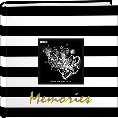 Pioneer Photo Albums Golden Memories - Álbum de fotos de 4 x 6 pulgadas, a rayas, color blanco y negro, 200 unidades, color dorado