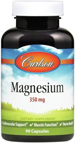 Miniatura 8 de Carlson - Magnesio, 350 mg, Apoyo Cardiovascular, Función Muscular y Salud Nerviosa, 180 cápsulas