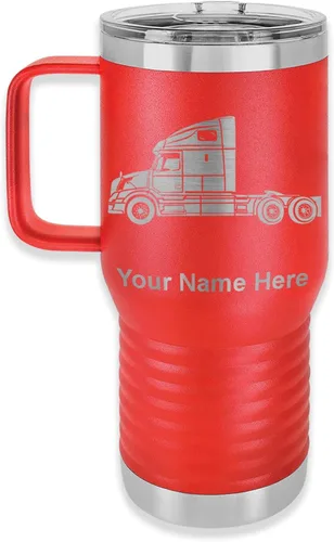 Miniatura 36 de LaserGram Taza de café aislada al vacío de 15 onzas, cabina de camión, grabado personalizado incluido (negro)