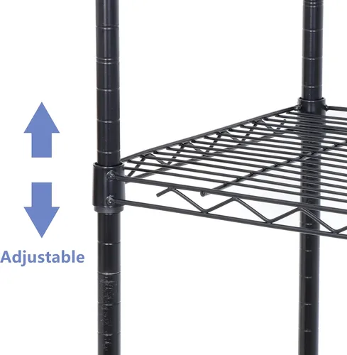 Miniatura 6 de ZENY Estantería resistente de 5 estantes con ruedas, organizador de metal para cocina, oficina, garaje, color negro