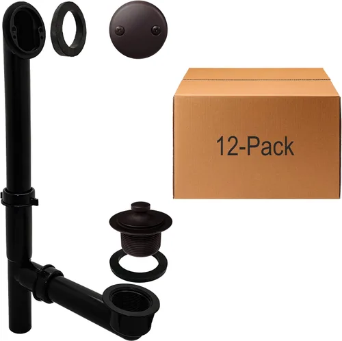 Miniatura 18 de Westbrass 597144-62 Conjunto de desbordamiento y desbordamiento tubular de polietileno de 14 pulgadas con placa frontal de 2 agujeros y tapón