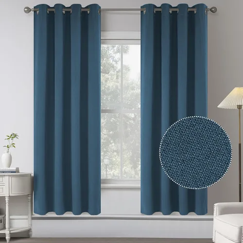 Miniatura 39 de KEQIAOSUOCAI Cortinas de lino 100% opacas de 100 pulgadas de largo, 2 paneles para dormitorio, estilo casa de campo moderna, completamente negro