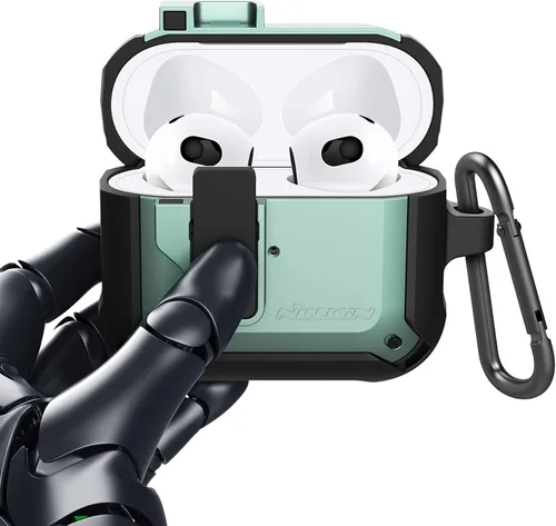 Miniatura 7 de Nillkin Funda para Airpods 3 con bloqueo magnético seguro, funda protectora para Airpods 3 con llavero de metal, cuerpo completo a prueba de golpes