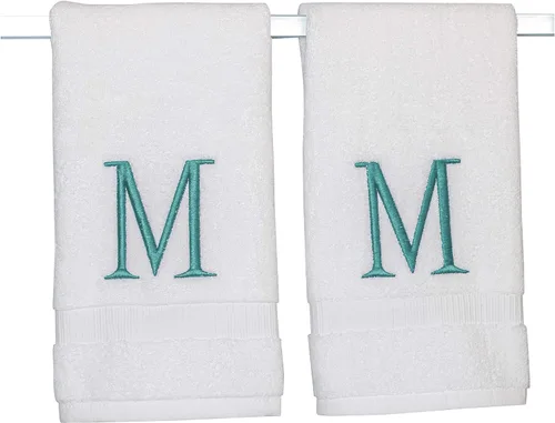 Miniatura 66 de Toalla de mano con inicial beige para baño, toalla bordada decorativa de calidad de hotel de lujo con monograma para tocador, spa, certificado