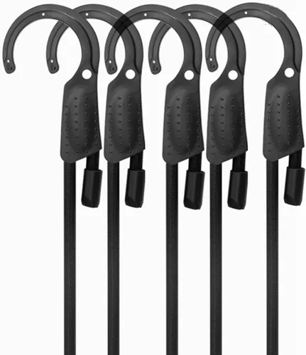 Miniatura 15 de Cuerdas elásticas ajustables de 18 pulgadas con ganchos, ajuste flexible de 6.5 a 18 pulgadas, correas elásticas negras con elasticidad superior