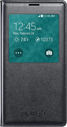 Samsung Galaxy S5 Case S View - Funda tipo libro con tapa, color negro