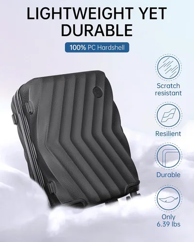 Miniatura 3 de BAGSMART Equipaje de viaje para equipaje de mano, Negro -, Cerradura Tsa
