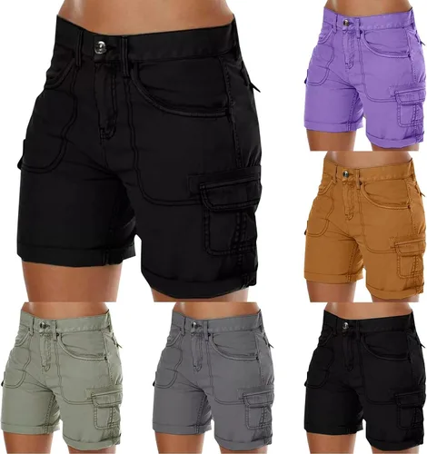 Miniatura 6 de Pantalones cortos de ajuste holgado para mujer, de cintura alta, casuales, deportivos, de cintura alta, pantalones cargo para mujer, pantalones