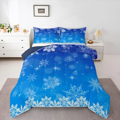 Miniatura 26 de Juego de edredón de Navidad de dibujos animados para niños, tamaño individual, juego de ropa de cama Kawaii de Papá Noel, pingüino, ciervo