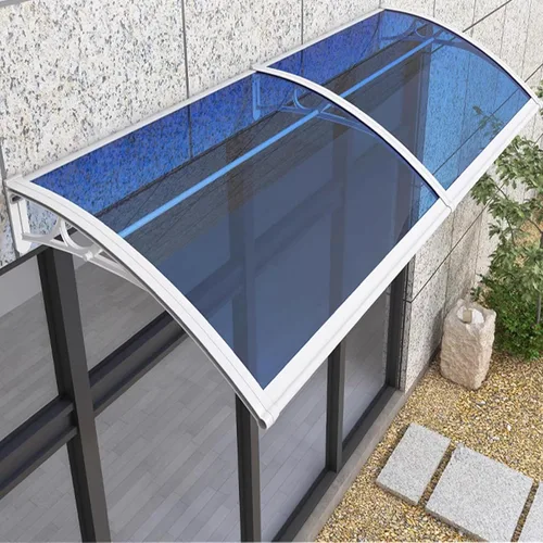 Miniatura 7 de Toldo para ventana de patio al aire libre, toldo curvado azul para puerta, refugio de lluvia, toldo de porche, cubierta de policarbonato