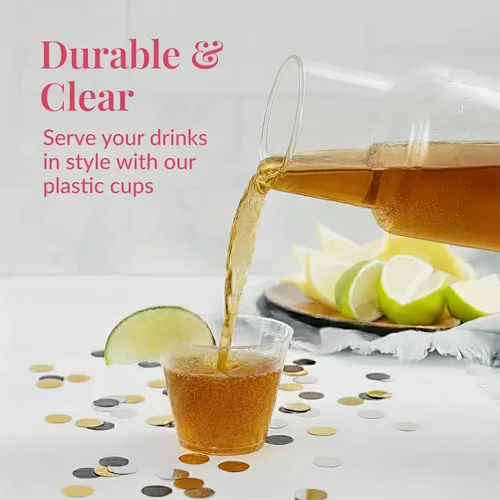 Miniatura 2 de Prestee - Juego de 100 vasos de plástico transparente de 5 onzas – Vasos desechables duros Prestee – Vasos a granel para cóctel, vino y ponche