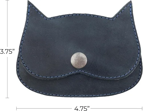 Miniatura 18 de Hide & Drink, Cartera en forma de gato, bolsa para monedas, soporte para dinero, accesorio de viaje, cuero de grano completo, hecho a mano, Negro