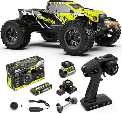 AMORIL 1/10 RTR - Autos RC rápidos sin escobillas para adultos, camión monstruo eléctrico todoterreno de 50 mph, impermeable, de alta velocidad,