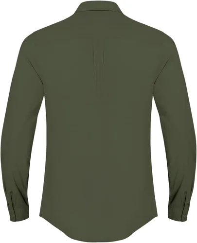 Miniatura 3 de JEKAOYI - Camisas de lino con botones para hombre, de manga larga, ajuste regular, de algodón, camisas de playa con bolsillo