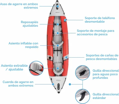 Miniatura 4 de Intex 68309EP Excursion Pro K2 Juego de kayak inflable: incluye remos de kayak de lujo de 86 pulgadas y bomba de alto rendimiento - PVC SuperTough