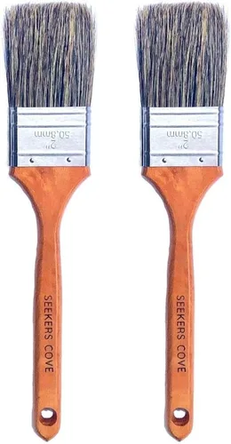Juego de 2 pinceles para mezclar fondos, dos 2 pinceles, mango de madera y cerdas naturales, para arte y pintura (par de pinceles de 2 pulgadas), 2