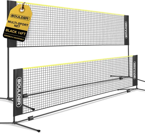 Miniatura 12 de Boulder Portable Badminton Pickleball Net - Foldable/Extendable Poles for Multiple Sports Heights (UP to 5 ft) - Ideal for Tennis, Pickleball, Negro