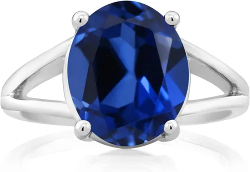 Miniatura 47 de Gem Stone King Anillo solitario con piedra preciosa de 3.00-7.00 quilates Plata de ley 925 Ovalado de 0.47 x 0.49 pulgadas Anillo