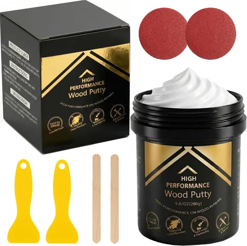Deuvuo Relleno de madera, relleno de masilla de madera blanco, nuestro relleno de grano de madera ofrece una solución rápida y duradera para 9.87oz