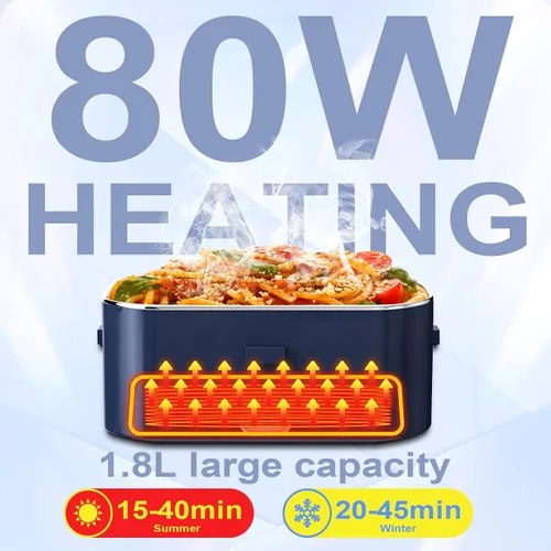 Miniatura 2 de Fiambrera eléctrica de calentamiento rápido de 80 W para hombres, regalo - Calentador de alimentos portátil de gran capacidad de 1.8L para adultos