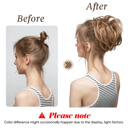 Miniatura 5 de CJL HAIR Pieza de Cabello Grande para Moño Despeinado Ondulado Rizado Coleteros Sintéticos Chignon Cola de Caballo Extensiones de Cabello Piezas