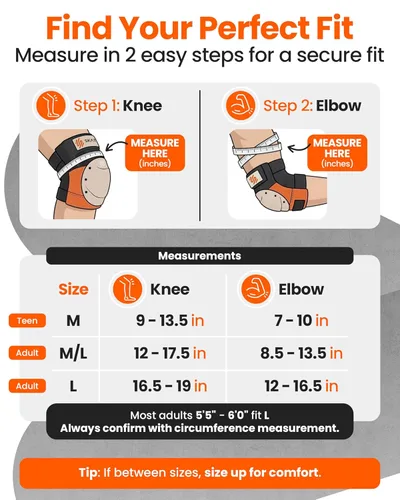 Miniatura 6 de Skatewiz Rodilleras y coderas para adultos - Equipo de protección para patinaje adulto - Escudo - Tamaño L Naranja - Almohadillas para patineta