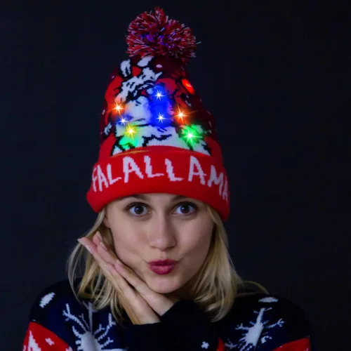 Miniatura 2 de JOYIN Gorro de punto con luz LED unisex para adultos, con 6 modos intermitentes diferentes, multicolor, Multi