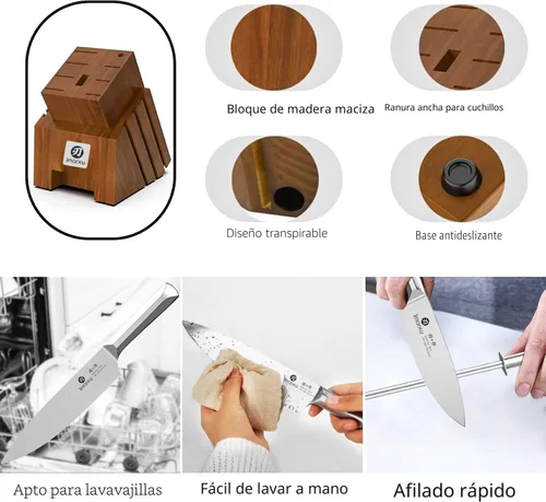 Miniatura 6 de imarku Juego de cuchillos de cocina de acero inoxidable de alto carbono con bloque de cuchillos ultra afilados, juego de cuchillos japoneses
