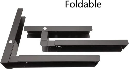 Miniatura 4 de Kit universal de montaje en pared para estante de microondas, brazos extendidos y plegables, para la mayoría de microondas, color negro, 1 par
