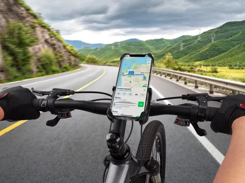 Miniatura 3 de ROTTO Soporte de teléfono para bicicleta, soporte para teléfono celular, todo de aluminio con rotación de 360 ° ajustable
