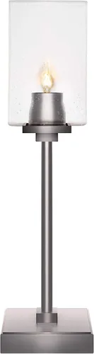 Miniatura 9 de Toltec Lighting Luna Accent - Lámpara de mesa, acabado de granito oscuro, cristal cuadrado de burbujas ahumadas de 3.5 pulgadas
