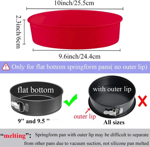Miniatura 2 de Protector de Silicona para Molde Desmontable de Cheesecake para Molde Desmontable Redondo de 9'', 9.5'', Protector de Baño María para Cheesecake