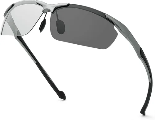 Gafas de sol polarizadas fotocrómicas para hombre Al-Mg marco de metal gafas de conducción deportivas protección UV400 gafas antirreflejos negro