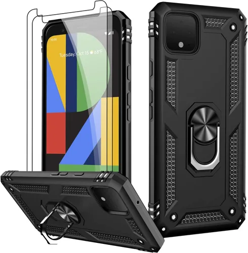 Miniatura 84 de LUMARKE Funda para Google Pixel 5 con protector de pantalla, pasa 16 pies, probada en caídas, grado militar, con soporte de anillo magnético, Rojo