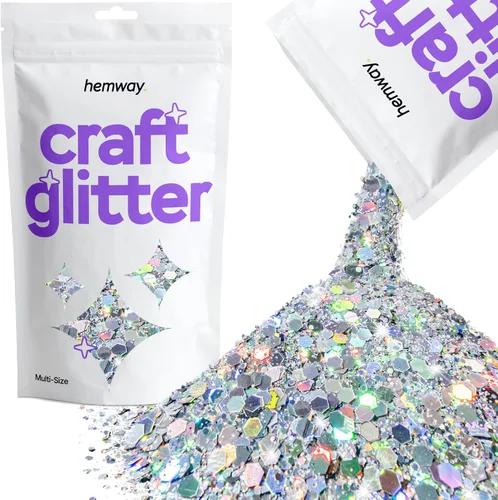 Miniatura 50 de Hemway Craft Glitter - Rojo Copos de lentejuelas metálicas de varios tamaños para manualidades de resina y epoxi Suministros para vasos