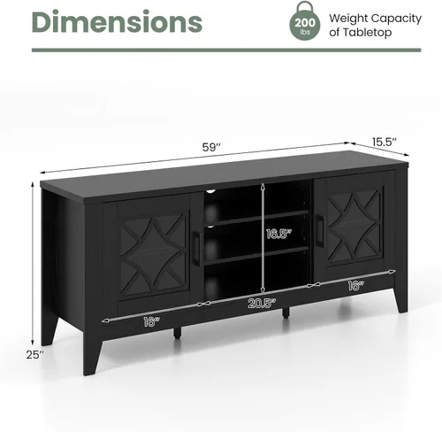 Miniatura 5 de Tangkula Soporte de TV de granja para televisores de hasta 65 pulgadas, centro de entretenimiento multimedia clásico con armarios de puerta