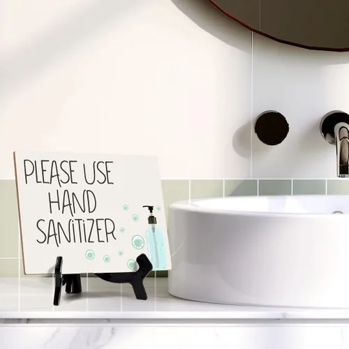 Miniatura 5 de Signs ByLITA Please Use desinfectante de manos, letrero de mesa de higiene, 6 x 8 pulgadas (negro)