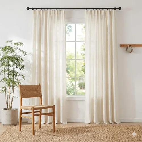 Miniatura 34 de NICETOWN - Cortinas gruesas de lino para sala de estar, juego de 2 paneles, con trabilla trasera/bolsillo para barra y cinta de pliegues, privacidad