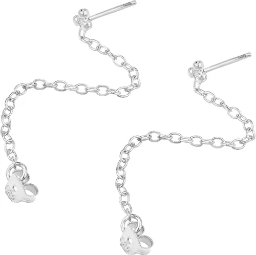 Miniatura 4 de AeraVida Pendientes de cadena de plata de ley 925 con lazo de cadena único, Metal, Sin gemas.