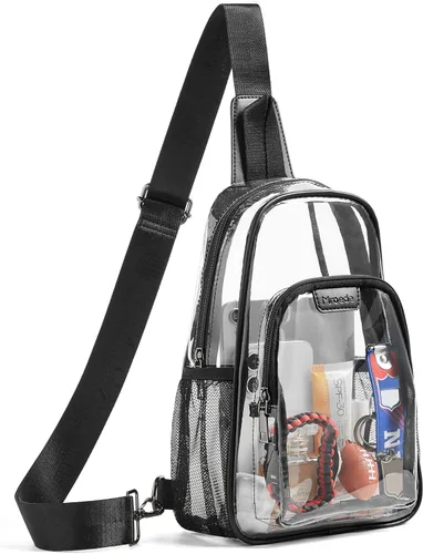 Miniatura 12 de Bolsa transparente para eventos de estadio, aprobada con 4 bolsillos, bolsa transparente para mujeres y hombres, bolsa cruzada transparente